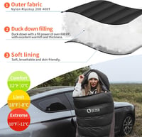 Sac de dormit de iarnă cu puf QEZER, formă dreptunghiulară, 4 anotimpuri, ușor, 1180 g - 1860 g, pentru adulți și copii, ideal pentru camping și drumeții 3