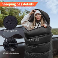 Sac de dormit de iarnă cu puf QEZER, formă dreptunghiulară, 4 anotimpuri, ușor, 1180 g - 1860 g, pentru adulți și copii, ideal pentru camping și drumeții 6