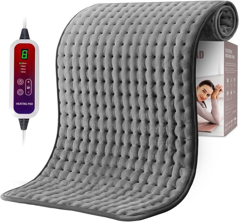 Qfun Elektromos Melegítő Párna 100x50cm XXL Méret, Automata Kikapcsolás, Mosható, 6 Hőfok, Hát Nyak Váll Hasra