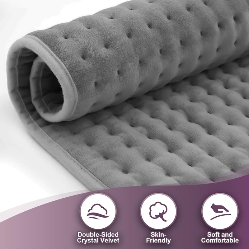 Qfun Elektromos Melegítő Párna 100x50cm XXL Méret, Automata Kikapcsolás, Mosható, 6 Hőfok, Hát Nyak Váll Hasra