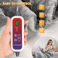 Qfun Elektromos Takaró Automatikus Kikapcsolással 180x100 cm, 6 Hőfokozat, 4 Időzítő, Mosható Fűtött Plüss Takaró 3