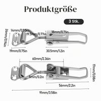 QfwdfcTrenz Set od 3 nehrđajuća čelična zasuna, podesiva poluga za ormare, vrata i sanduke, srebrna 3