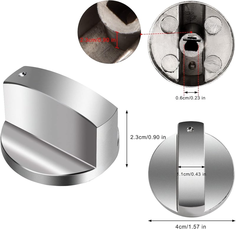 QH-Shop Forgó Gázfőzőlap Gomb 6mm Fém Univerzális 6 Darab