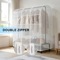 QH7 Priehľadný poťah na stojan na šaty s 2 zipsami, vodeodolný a prachotesný ochranný obal z PEVA, 150x50x150 cm, transparentný 5