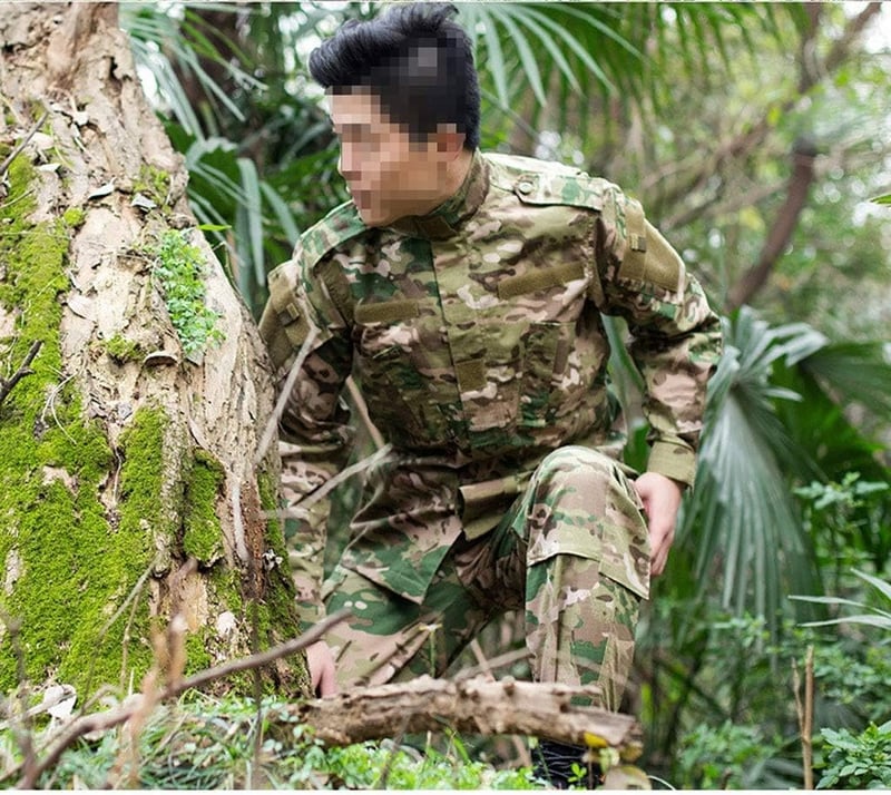 QHIU Taktikai Egyenruha Szett Férfiaknak - Kabát Nadrág Övvel és Kalappal Katonai Terepszínű BDU Airsoft Paintball Túrázás