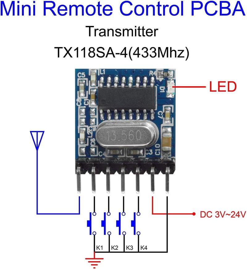 QIACHIP RX480E 433MHz Vezeték Nélküli RF Vevő Adó Modul 4 Csatornás Arduino Kompatibilis 1527 Dekódolással