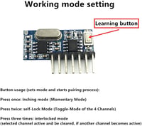 QIACHIP RX480E 433MHz Vezeték Nélküli RF Vevő Adó Modul 4 Csatornás Arduino Kompatibilis 1527 Dekódolással 4