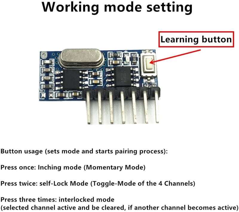 QIACHIP RX480E 433MHz Vezeték Nélküli RF Vevő Adó Modul 4 Csatornás Arduino Kompatibilis 1527 Dekódolással