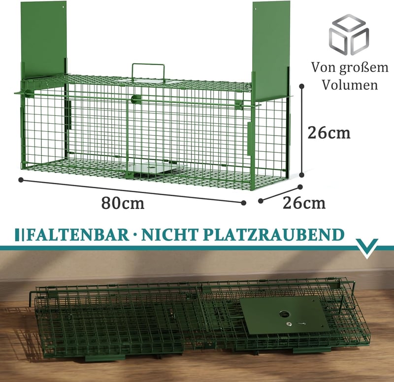 QianRuiDa 80cm Élőcsapda Kétajtós Állat Csapda Menyét Rókavadászat Egércsapda