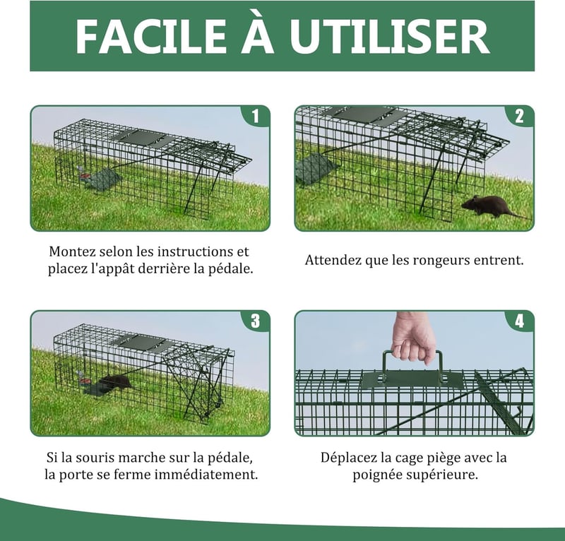 QianRuiDa Élvefogó Csapda 61x20x19cm Egér Patkány Mosómedve Drótketrec Kártevő Irtás Humánus Befogás