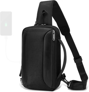 Qianyou vodootporna torba preko prsa s USB priključkom za punjenje, pretincem za iPad od 7,9 inča - crna