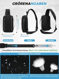 Qianyou vízálló mellcsomag USB töltőporttal, iPad rekesszel, fekete 4
