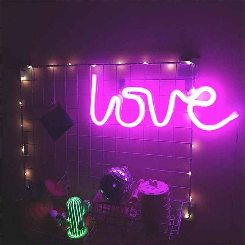 QiaoFei Love Neon Decor de Perete LED Roz - Nuntă, Zi de Naștere, Petrecere