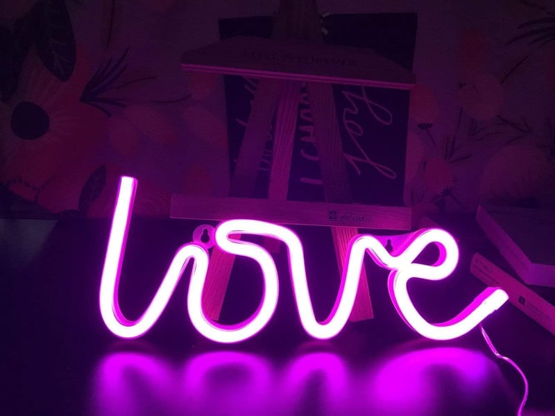 QiaoFei Love Neon Decor de Perete LED Roz - Nuntă, Zi de Naștere, Petrecere