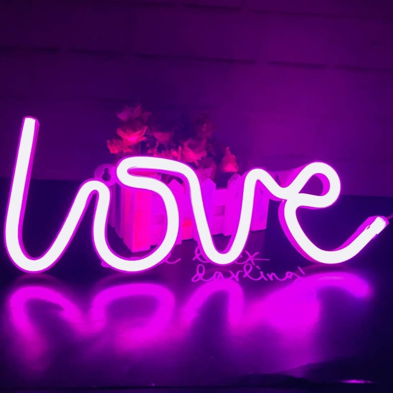 QiaoFei Love Neon Decor de Perete LED Roz - Nuntă, Zi de Naștere, Petrecere