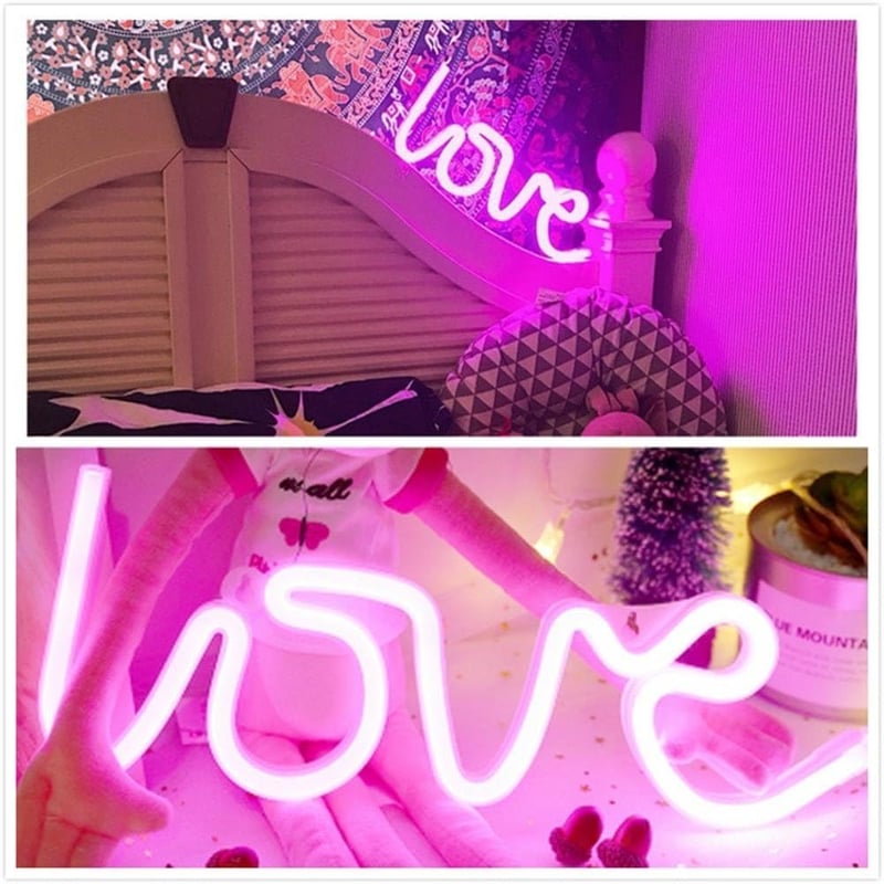QiaoFei Love Neon Decor de Perete LED Roz - Nuntă, Zi de Naștere, Petrecere