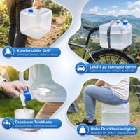 Canistră de apă pliabilă Qibivfo 2x20L cu robinet și mâner, recipient pentru apă potabilă fără BPA pentru camping, drumeții și situații de urgență 3