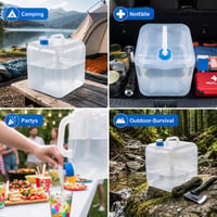 Canistră de apă pliabilă Qibivfo 2x20L cu robinet și mâner, recipient pentru apă potabilă fără BPA pentru camping, drumeții și situații de urgență 7