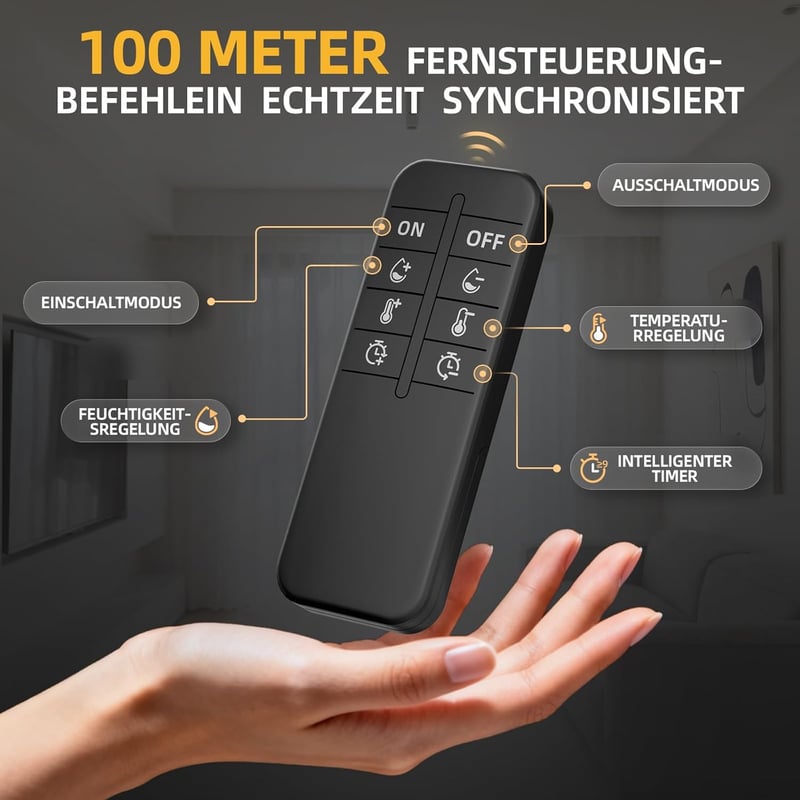 QiCrafe 100mm Intelligens Csatornaventilátor Távirányítóval, Hőmérséklet és Páratartalom Szabályozás