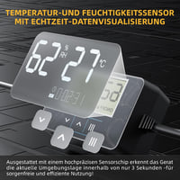 QiCrafe 100mm Intelligens Csatornaventilátor Távirányítóval, Hőmérséklet és Páratartalom Szabályozás 2