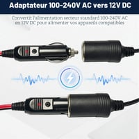 Qilomor 36W sieťový adaptér do autozapaľovača, AC 220V/230V - DC 12V 3A transformátor pre auto ventilátor, vysávač, zvlhčovač a kompresor, čierny 5
