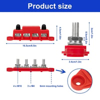 QIMEI-SHOP 250A Busbar 12V-48V DC Elosztóblokk 2db M10 Csatlakozóval 7