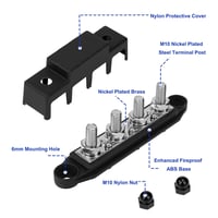 QIMEI-SHOP 250A Busbar 12V-48V DC Elosztóblokk 2db M10 Csatlakozóval 3