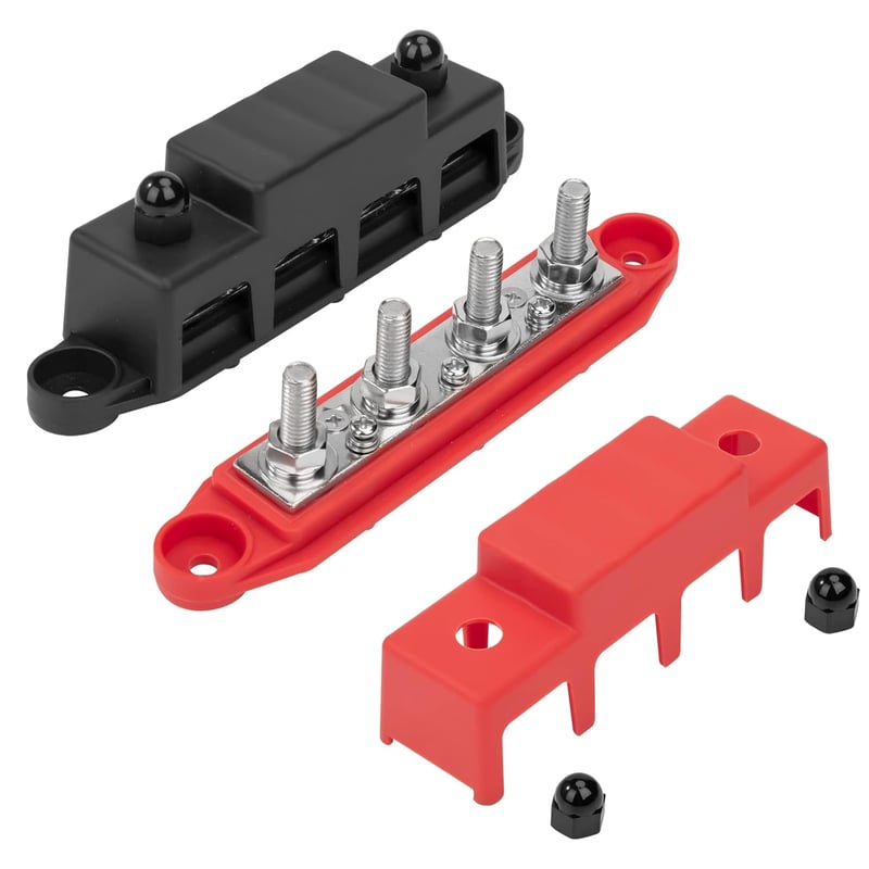 QIMEI-SHOP 250A Busbar 12V-48V DC Elosztóblokk Autó RV Hajó Piros Fekete 2db
