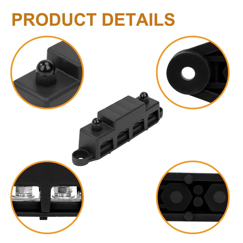 QIMEI-SHOP 250A Busbar 12V-48V DC Elosztóblokk Autó RV Hajó Piros Fekete 2db
