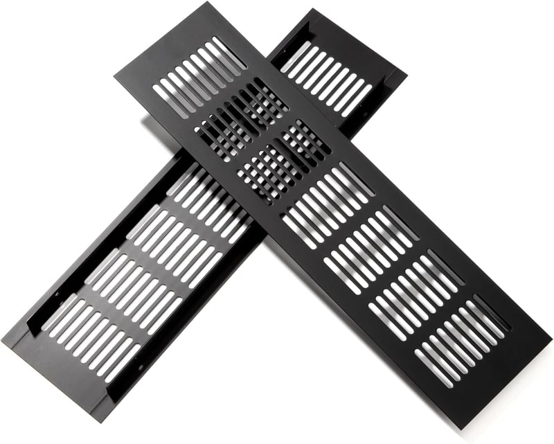 QIMEI-SHOP Alumínium téglalap szellőző rács elszívó rács korrózióvédelemmel fekete 30 x 8 cm szekrényhez hálószobába