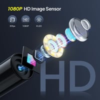 Endoskopická kamera Qimic so svetlom, 1080P HD, 8 LED diód, 2,4-palcový IPS displej, IP67, 2x zoom, polotuhý kábel 5 m, 2000 mAh batéria 2