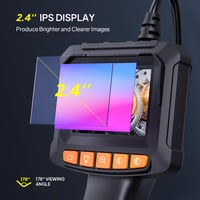Endoskopická kamera Qimic so svetlom, 1080P HD, 8 LED diód, 2,4-palcový IPS displej, IP67, 2x zoom, polotuhý kábel 5 m, 2000 mAh batéria 6