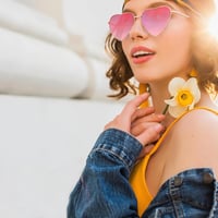 QincLing Hippie Szív Napszemüveg Retro Vintage Kék Piros Uniszex Napszemüveg 6