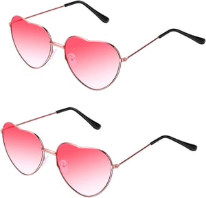 QincLing Hippie sunčane naočale srce retro vintage: 4 x ružičasto-zlatni okvir