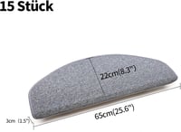 Qingbei Rina 22x65 cm Lépcsőszőnyeg 15 db Szürke Csúszásmentes Ragasztós Szőnyeg Lépcsőhöz 2