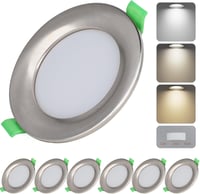 Qingmiao LED Beépíthető Spotlámpa 7W Dimmelhető IP44 Fürdőszoba Konyha 6db Ezüst 1