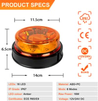 Qiping LED forgó villogó fény narancssárga 12V 24V vízálló 6 üzemmód autó teherautó traktor targonca SUV UTV pótkocsi 2