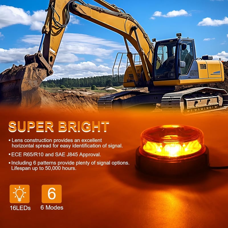Qiping LED forgó villogó fény narancssárga 12V 24V vízálló 6 üzemmód autó teherautó traktor targonca SUV UTV pótkocsi