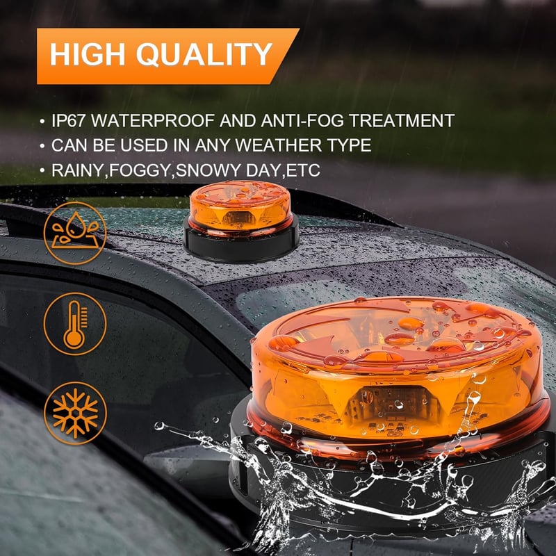 Qiping LED forgó villogó fény narancssárga 12V 24V vízálló 6 üzemmód autó teherautó traktor targonca SUV UTV pótkocsi