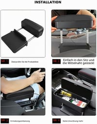 Organizator universal pentru cotieră consolă centrală auto Qirc, spațiu între scaune, suport pentru cot, negru 3