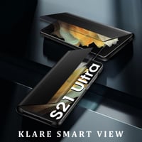 Zrkadlové flipové puzdro Qissy so stojanom pre Samsung Galaxy S21 Ultra 5G - čierne 4