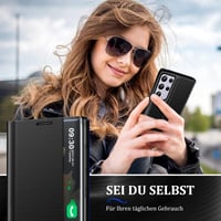Zrkadlové flipové puzdro Qissy so stojanom pre Samsung Galaxy S21 Ultra 5G - čierne 7