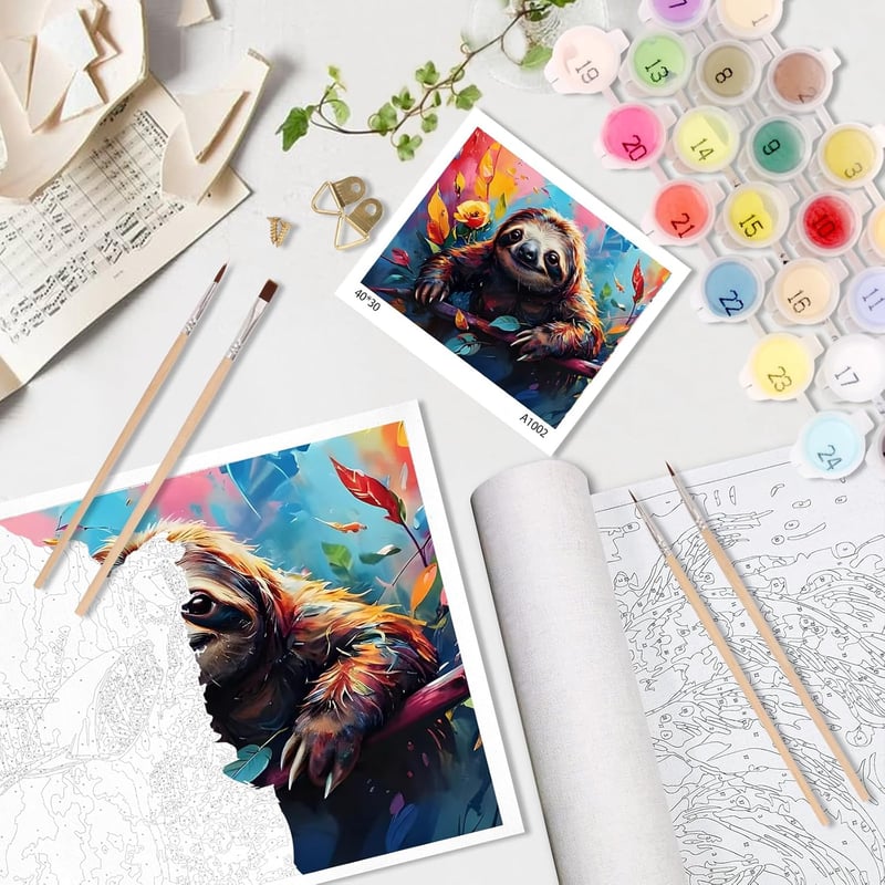 Qiukoo Festés Számok Szerint Állatos Szett 40x50cm - Gyerekek és Felnőttek