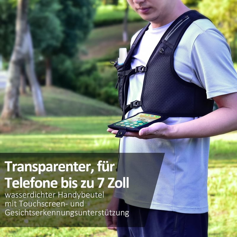 QIURUYUE futó mellény vízpalackkal, reflexcsíkos futóhátizsák telefonhoz
