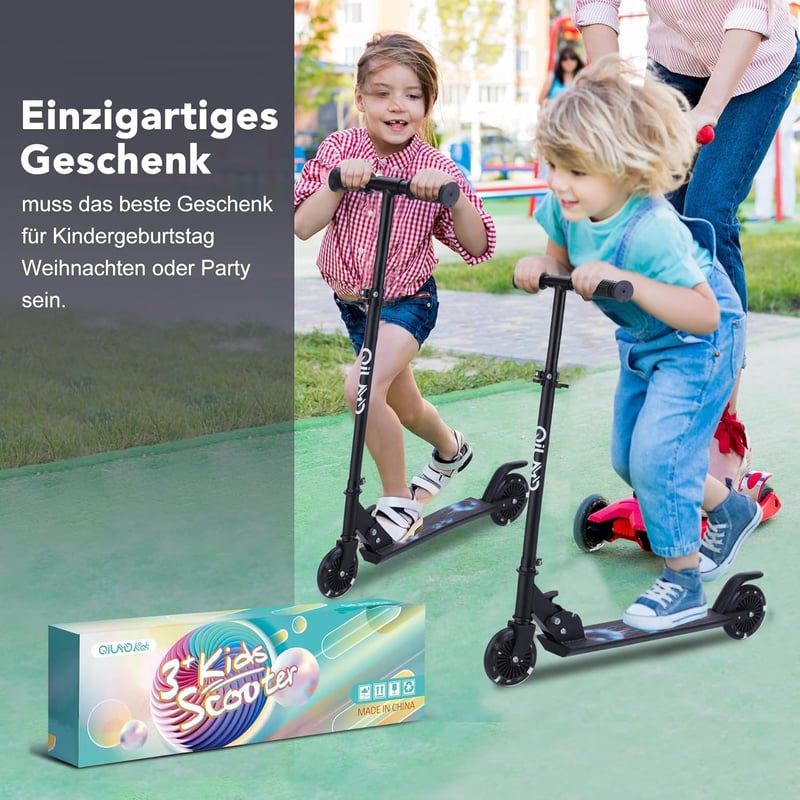 Qiuyo Összecsukható Roller 4-7 Éves Gyerekeknek, LED Világító Kerekek, Állítható Magasság
