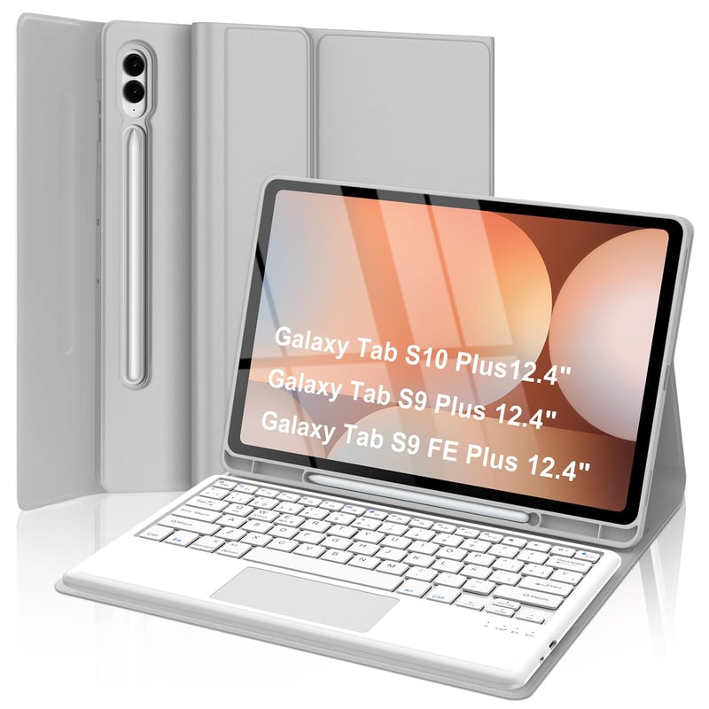 Puzdro s klávesnicou Qivxinnie pre tablet Samsung Galaxy Tab S10+/S9+/S9 FE+ 12,4 palca – Ochranné puzdro so zabudovanou klávesnicou
