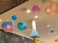 QIXINHANG Abajur rotund alb din hârtie, stil clasic cu nervuri de bambus, decorațiune de 20 cm (8 inch) pentru grădină, nuntă și evenimente 6