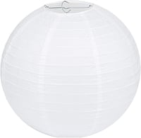 QIXINHANG Abajur rotund alb din hârtie, stil clasic cu nervuri de bambus, decorațiune de 20 cm (8 inch) pentru grădină, nuntă și evenimente 1