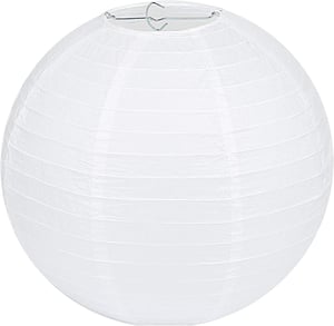 QIXINHANG Abajur rotund alb din hârtie, stil clasic cu nervuri de bambus, decorațiune de 20 cm (8 inch) pentru grădină, nuntă și evenimente