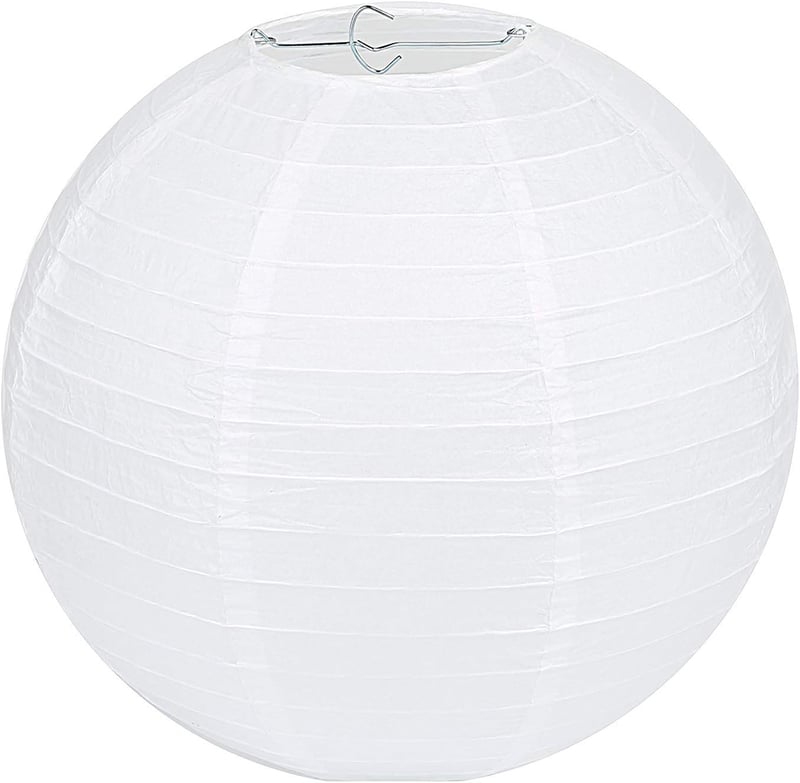 QIXINHANG Abajur rotund alb din hârtie, stil clasic cu nervuri de bambus, decorațiune de 20 cm (8 inch) pentru grădină, nuntă și evenimente